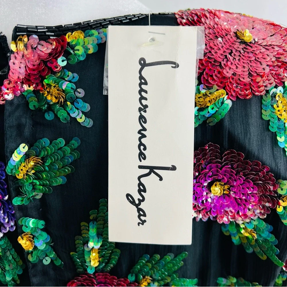Laurence Kazar Vintage Tags Attached Sequined Floral Silk Blend Top - Picture 9 of 16